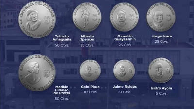 Monedas con nuevos rostros ya circulan en Ecuador