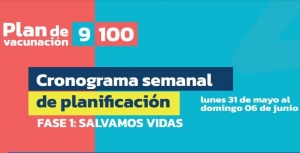 Cronograma semanal del Plan de Vacunaci&oacute;n 9/100 COVID-19