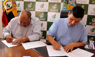 Gad Municipal de Zamora y Gad Parroquial de Guadalupe firman convenio para encauzamiento de una quebrada