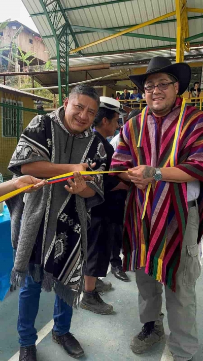 Inauguraci&oacute;n de cubierta de la cancha del CECIB Inca &Ntilde;an, Yacuambi